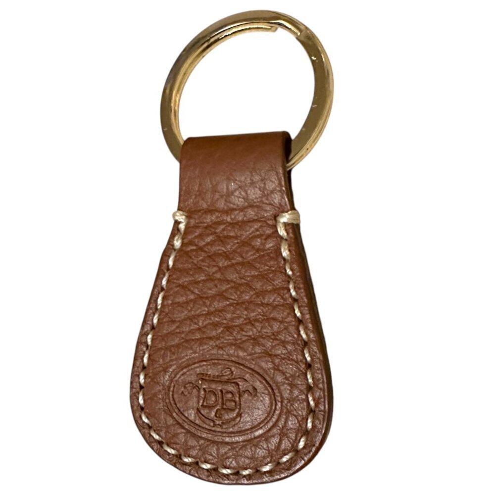 NWOT Dooney & Bourke Brown Leather Key Fob With Gold Tone Ring